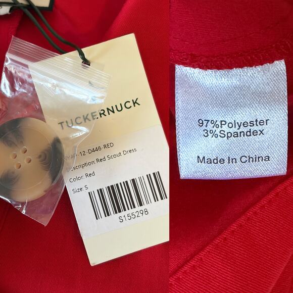 TUCKERNUCK NWT Scout Large Buttons Mini Dress in Red Size S - Picture 10 of 12